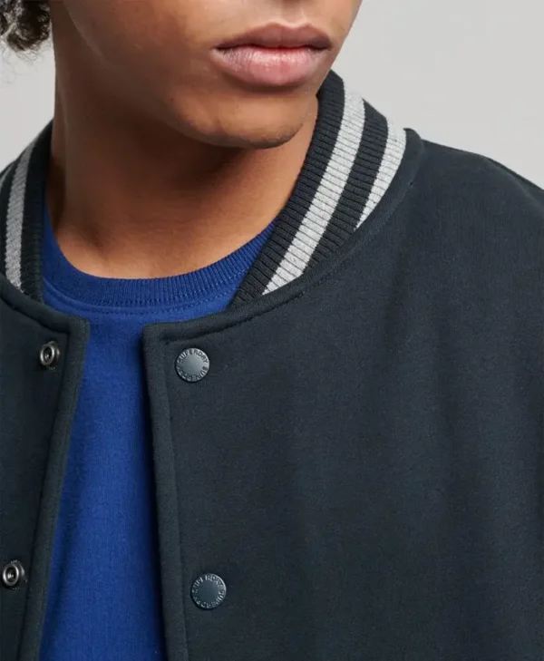 Sean Men Black and Grey Baseball Jacket Collar
