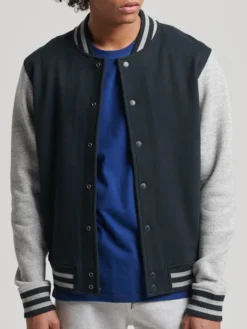Sean Men Black and Grey Baseball Jacket Main