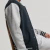 Sean Men Black and Grey Baseball Jacket Side
