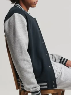 Sean Men Black and Grey Baseball Jacket Side