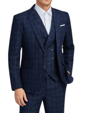 Slim Fit Mens 1920s Pinstripe Navy Blue Suit Main