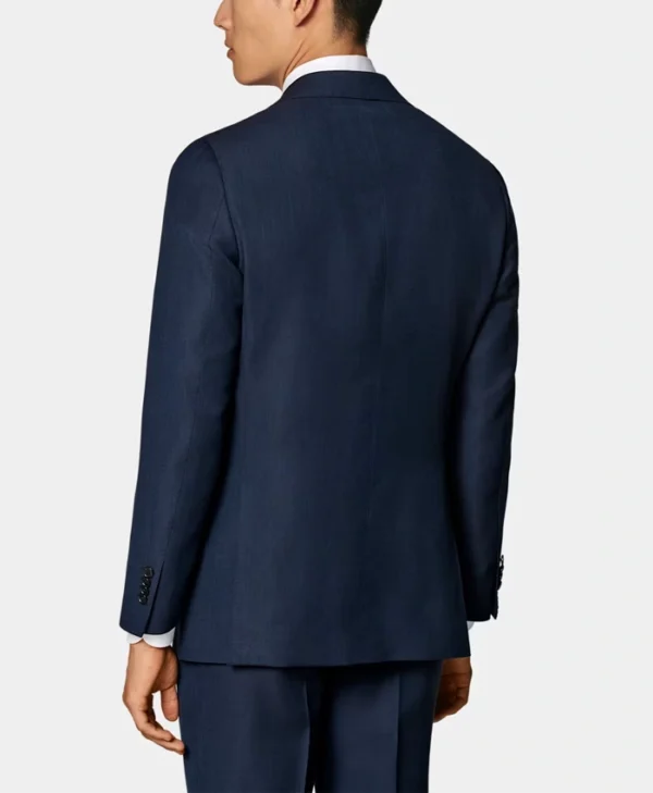 Slim Fit Navy Blue 2 Piece Mens Formal Suit Back