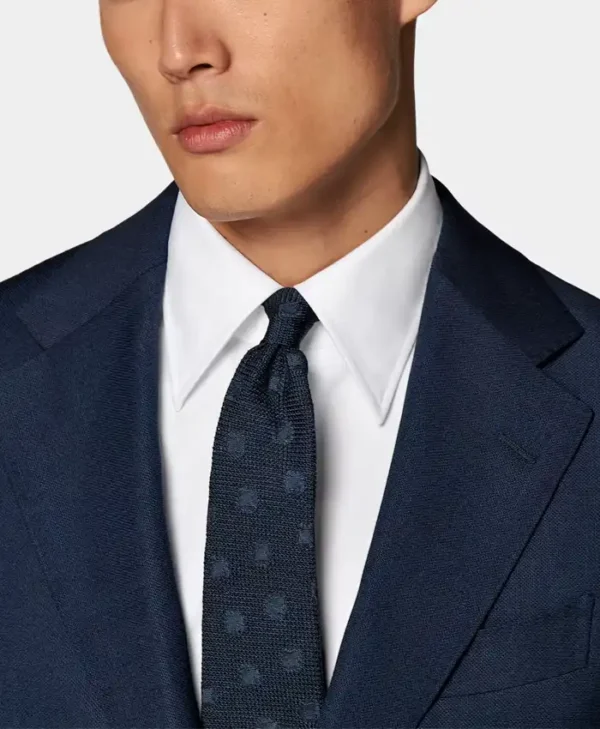 Slim Fit Navy Blue 2 Piece Mens Formal Suit Collar
