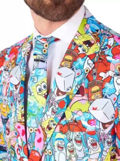 SpongeBob Frenzy Mens Multicolor Suit Collar