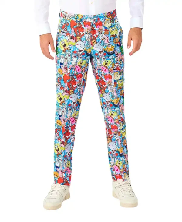 SpongeBob Frenzy Mens Multicolor Suit Pant
