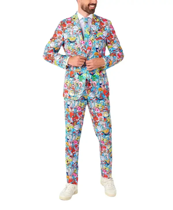 SpongeBob Frenzy Mens Multicolor Suit Stand Up