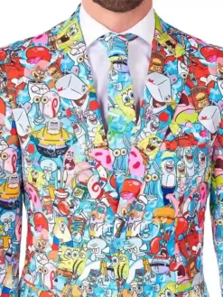 SpongeBob Frenzy Mens Multicolor Suit Tie