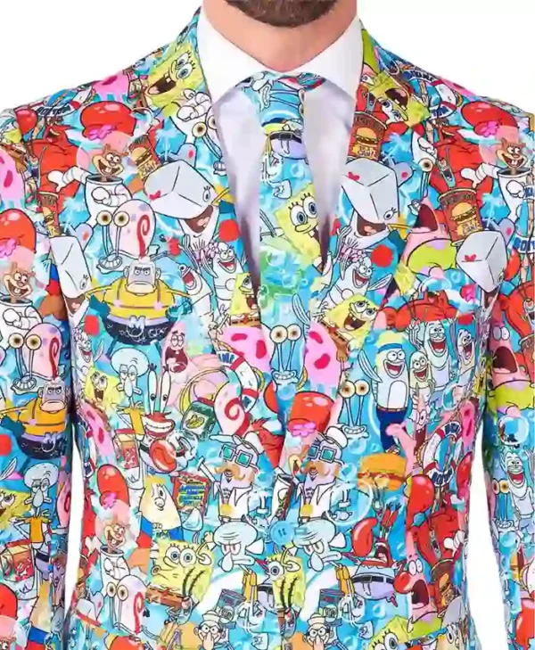 SpongeBob Frenzy Mens Multicolor Suit Tie