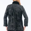 Stylish Black Astrakhan Fur Collar Jacket Back