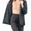Stylish Black Astrakhan Fur Collar Jacket Inner