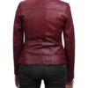 Womens Best Burgundy Leather Biker Jacket Back