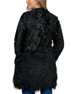 Womens Black Persian Lamb Fur Coat Back