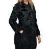 Womens Black Persian Lamb Fur Coat Side