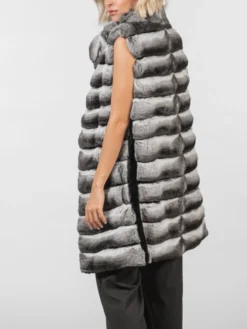 Womens Chinchilla Long Fur Vest Back