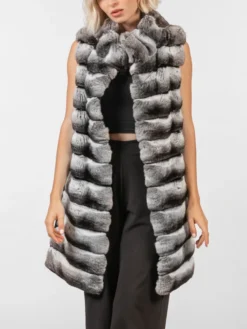Womens Chinchilla Long Fur Vest Main