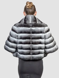 Womens Chinchilla Short Fur Jacket Back