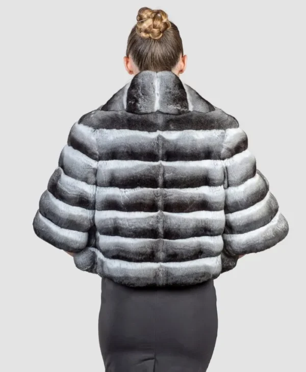 Womens Chinchilla Short Fur Jacket Back