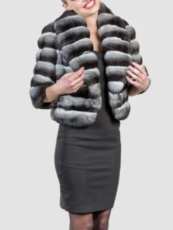 Womens Chinchilla Short Fur Jacket Closure