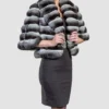 Womens Chinchilla Short Fur Jacket Side