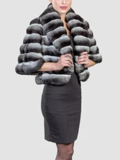 Womens Chinchilla Short Fur Jacket Side