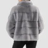 Womens Grey Stylish Mink Fur Jacket Back