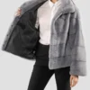 Womens Grey Stylish Mink Fur Jacket Inner