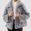 Womens Grey Stylish Mink Fur Jacket Style