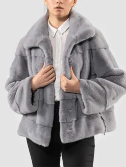 Womens Grey Stylish Mink Fur Jacket Style