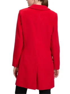 Womens Single Breasted Red Wool Coat Back