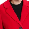 Womens Single Breasted Red Wool Coat Collar