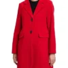 Womens Single Breasted Red Wool Coat Main