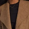 Womens Tailored Fit Brown Wool Long Coat Collar