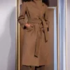 Womens Tailored Fit Brown Wool Long Coat Style
