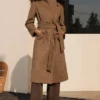 Womens Tailored Fit Brown Wool Long Coat Two