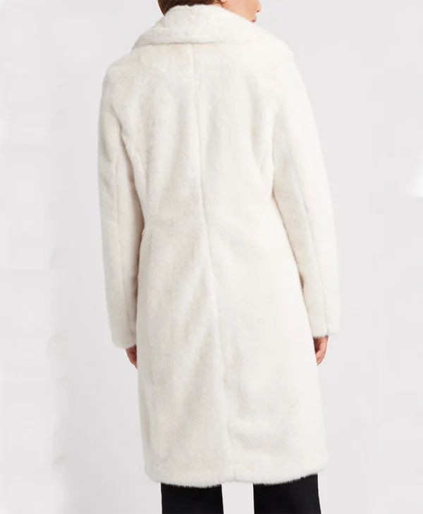 Womens Tailored Fit White Persian Lamb Fur Coat Back