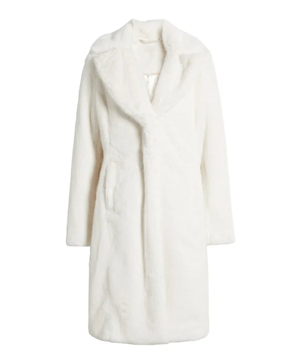 Womens Tailored Fit White Persian Lamb Fur Coat Front