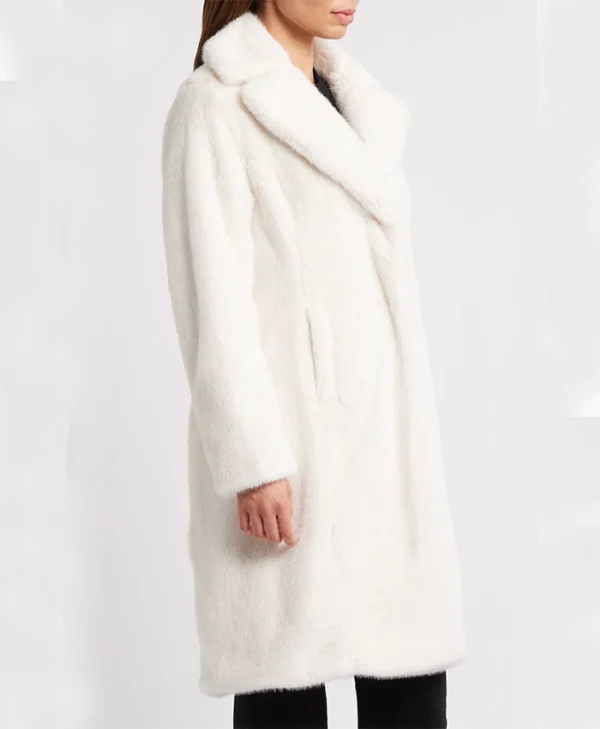 Womens Tailored Fit White Persian Lamb Fur Coat Side