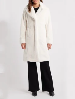 Womens Tailored Fit White Persian Lamb Fur Coat Stand Up