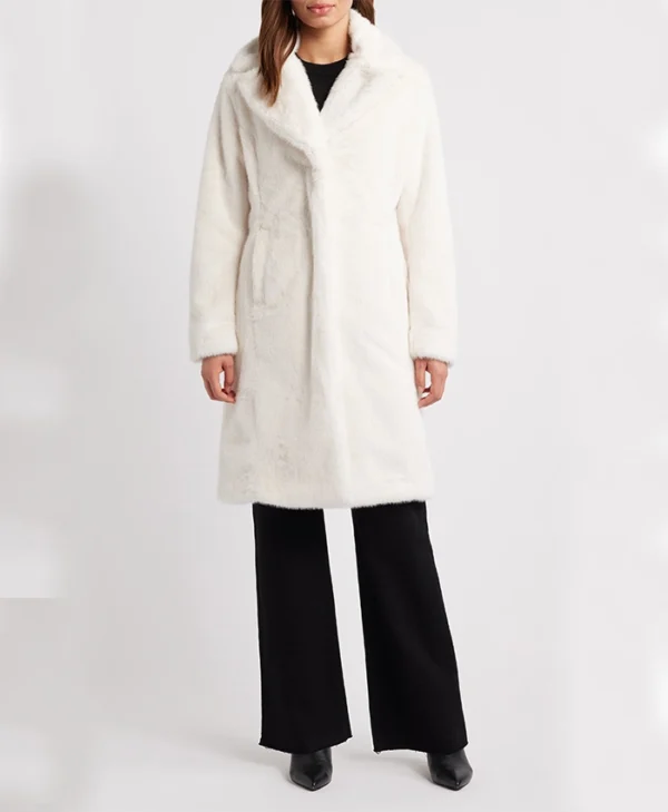 Womens Tailored Fit White Persian Lamb Fur Coat Stand Up