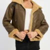 B3 Brown Shearling Flight Pilot Jacket Womens Main