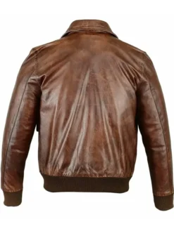 Classic Brown Leather Aviator Jacket Mens Back