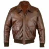 Classic Brown Leather Aviator Jacket Mens Main