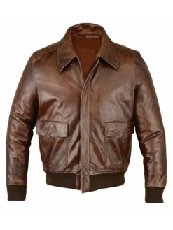 Classic Brown Leather Aviator Jacket Mens Main