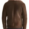 Mens Biker Sheepskin Brown Shearling Jacket Back