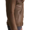 Mens Biker Sheepskin Brown Shearling Jacket Sleeves