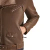 Mens Biker Sheepskin Brown Shearling Jacket Zipper