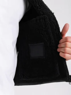 Mens Black Leather Shearling Jacket Inner