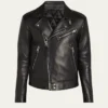 Mens Black Real Leather Biker Jacket Main