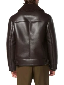 Mens Dark Brown Leather Flight Jacket Back