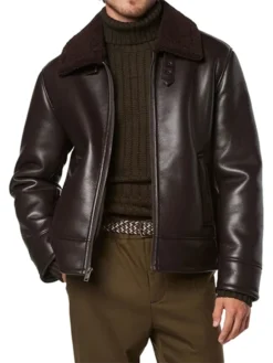 Mens Dark Brown Leather Flight Jacket Main